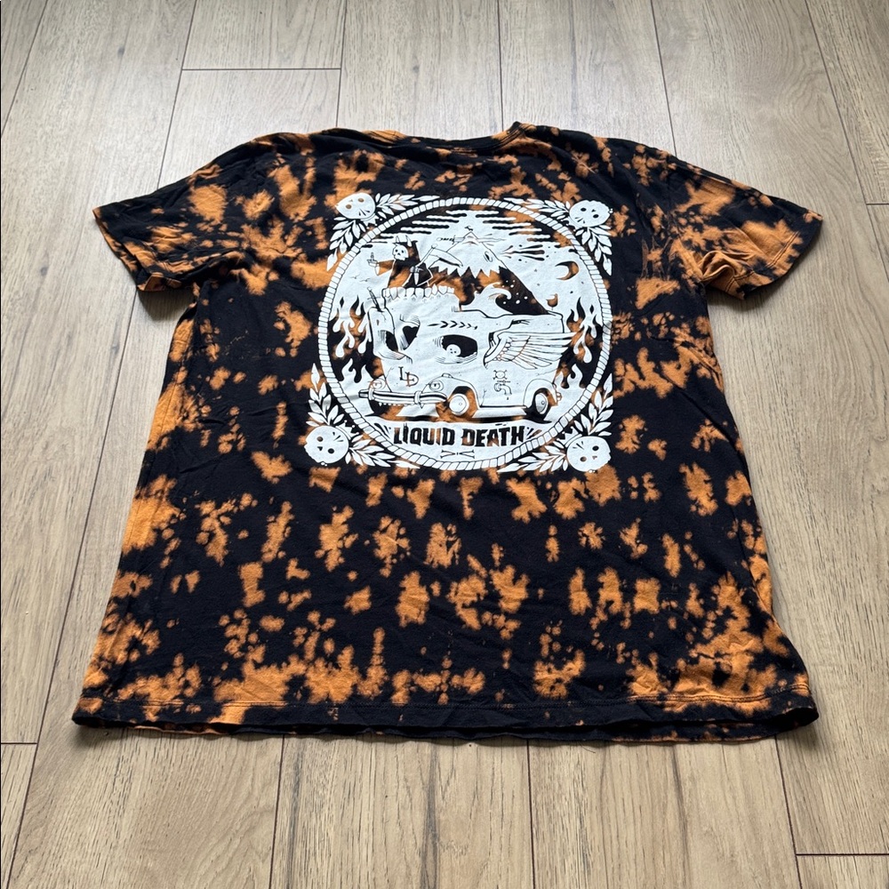 NWOT Liquid Death Van Black and Brown Tie Dye Cotton T-Shirt Men’s Large - Picture 3 of 8